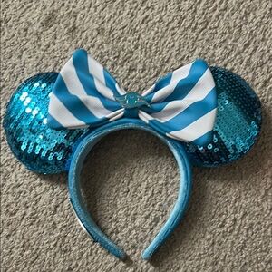 Blue Sequin Mouse Ears Headband